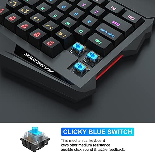 Комбинирана Ръчна Детска клавиатура и мишка RGB за една ръка, 35 комбинации за Преносим мини-игри на клавиатурата Camiysn,