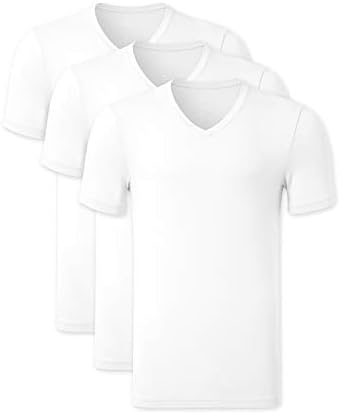 Мъжки Ризи с кръгло деколте COLORFULLEAF, Бамбукови Тениски с къс ръкав, Прилепнали Тениски, 3 опаковки