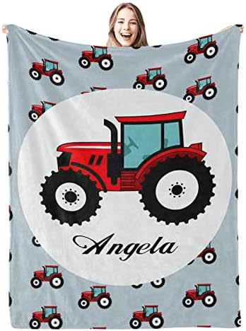 Червен земеделското стопанство Трактор, Персонализиран с Името на Детето, Меки Флисовые Одеяла За Свободни,