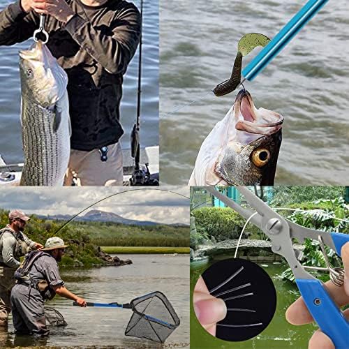 4 БР. Набор от Риболовни Инструменти - Сак За разтоварване на Риба, Клещи за Риболов, Средство за премахване на Риболовни