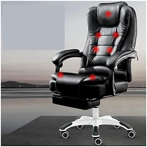 Офис стол SJYDQ, стол за домашен компютър, на удобно въртящо се на игралното стол от изкуствена кожа, акупресура