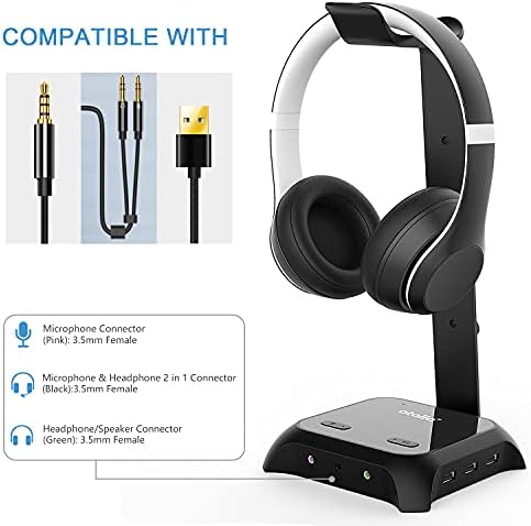 Мултифункционална поставка за слушалки atolla, USB-хъб с поставка за слушалки, USB-хъб с захранването от 6 USB
