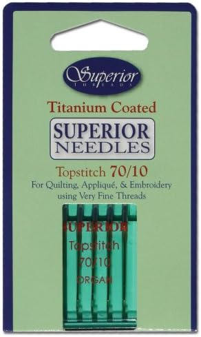 Игла Superior Threads Topstitch с титанов щанга с покритие, 5 броя в опаковка за Капитониране, бродерия и шиене