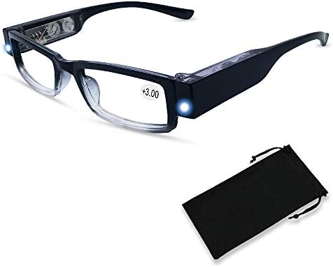 Очила за четене с Руса лупи с Бяла Led Лупа от Очила за четене в Нощен Рамки от Очила за четене