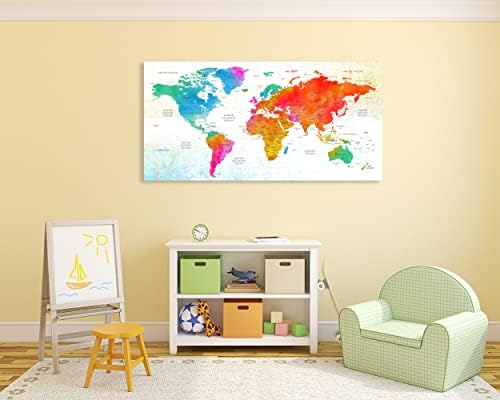 Карта на света, с монтиран на стената Арт Декор Картини Реколта Карта Печат На Платно Снимки 20 x 40 См Произведения