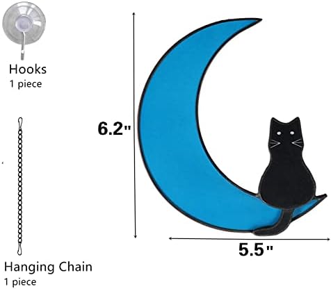 Opohaome Куче Котка Запомнящи се Подаръци Ловец на Слънцето Черна Котка Бяло Куче Декор на Нежна Синя Луна