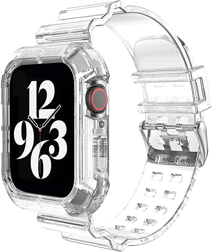 Гривна-B, който е съвместим с каишка на Apple Watch 45 мм 44 мм 42 мм 41 мм 40 мм, 38 мм и 49 мм, прозрачни, кристално