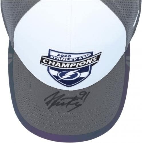 Бейзболна шапка за Съблекални шампионската лига Тампа Бей Светкавица Стивън Стэмкоса с Автограф На Купа Стенли 2020 -