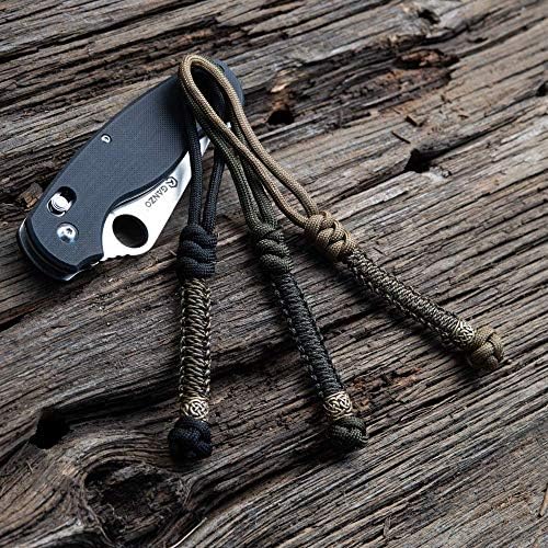 Въжета за ножове M-Так с мъниста и Дантела от паракорда - Тактически шнур за нож - Скандинавски (Черен)