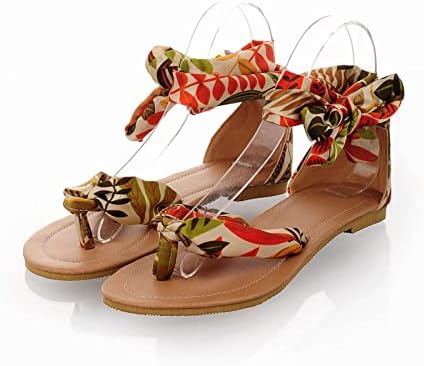 Дамски обувки на равна подметка, Летни Сандали с джапанки в Бохемски стил, Чехли на равна подметка, Плажни Сандали, Дамски