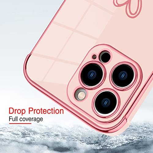 AIGOMARA Съвместим калъф за iPhone 14 Pro Max със сърце, Покритие Розова капачка, Противоударная Защита От Надраскване,