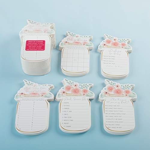 Комплект за душ Kate Aspen Floral Mason Jar за младоженци от 5 теми (30, 150 картички с игри и съвети, един размер, с няколко