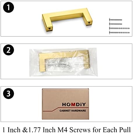 homdiy 12 Опаковки Златни Дръжки за кухненските шкафове, 3 инча (76 мм) Дръжки за шкафове От Неръждаема Стомана, Дръжки