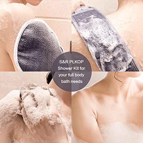 Комплект ексфолиращи ексфолианти за тяло S & R PLKOP - Включва в себе си стъргало за гърба, ръкавица за баня и гъба-луфа за душ за жени и мъже Душ - Дълбоко почиства и реви?