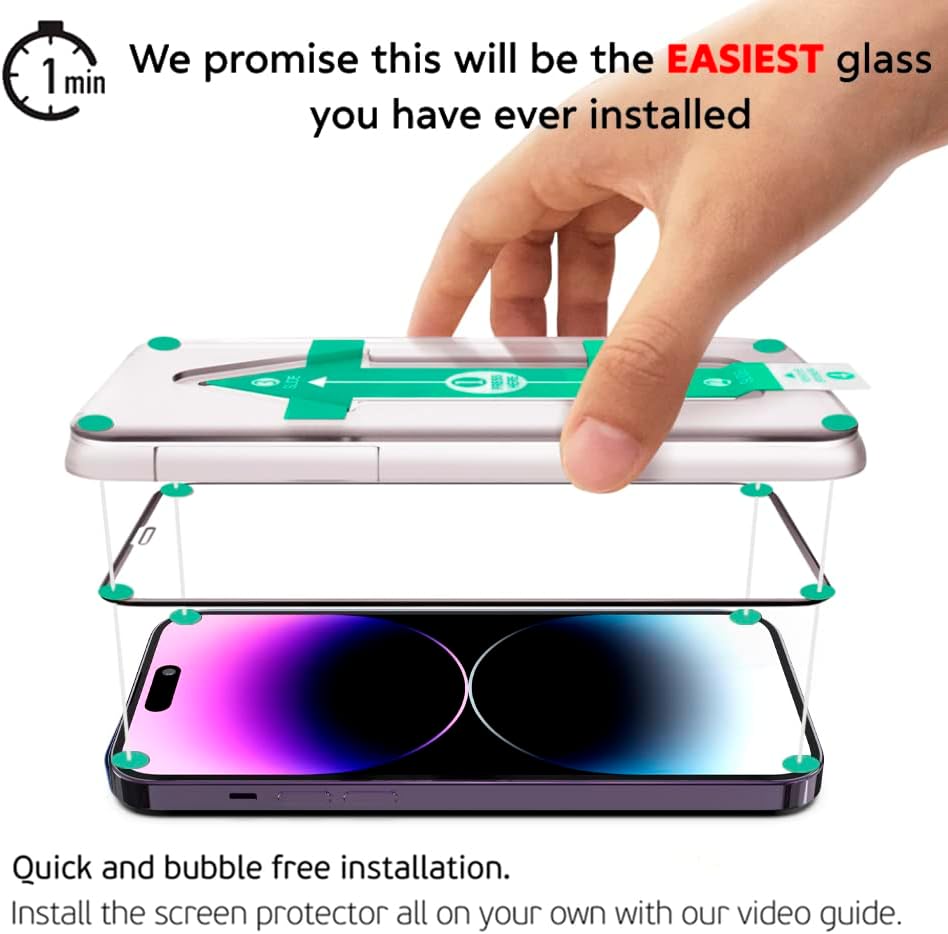 Защитно фолио Deppa за екрана на Iphone 14 Pro 6,1 инча [2] от закалено стъкло 3D Full Cover с чекмедже комплект за