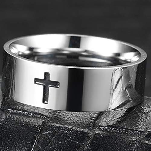 Джуд Jewelers 8 мм от Неръждаема Стомана Класически Прост Християнски Кръст, Религиозно Годежен Пръстен Пръстен