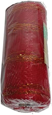 Кънтри Коприна, 5 Ярда метална вкара лента благородни цветове, ширина 6 см, идеално за празници, Коледа и Ханука /Hanukah (червен