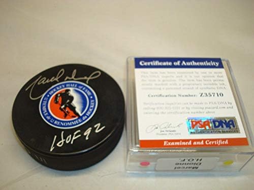 Марсилия Дионн подписа Хокей шайба Залата на Славата с Автограф на PSA / DNA COA 1A - за Миене на НХЛ с автограф