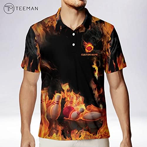 Тениска за боулинг TEEMAN по поръчка за мъже, Мъжки Забавни Риза за Боулинг С Къс Ръкав Поло, Риза за Боулинг