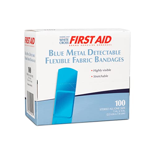 Метални самозалепващи ленти American White Cross Blue с възможност за откриване, Стерилни, Леки, 1 x 3 (опаковка от 1200 броя)