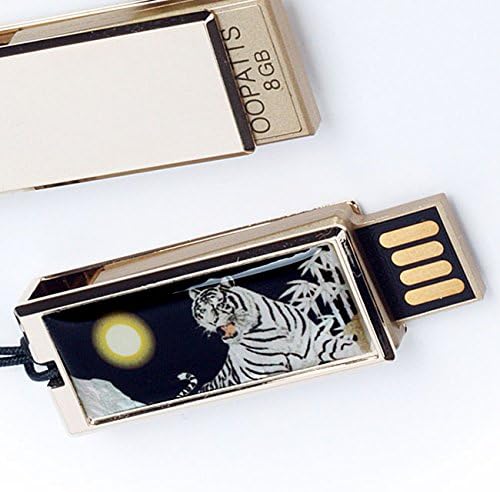 Седеф Samsung 8GB Завъртане на Флаш Устройство За палеца Memory Stick USB 2.0 Бял Тигър Жълта Луна Бамбук Дантела Ремък Ремък Корейски Ресни Пискюл Изпълнителен Подарък
