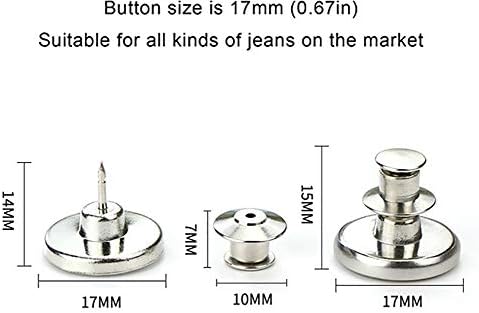 8 Комплекта Безпроблемно Мигновени копчета, Сменяеми Копчета за дънки, 17 мм, Подвижни Копчета за панталони, Декоративни