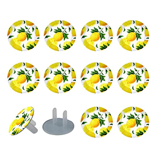 Капачки за ключове 24 Бр., Защитно фолио за контакти с лимон, Кръгли Пластмасови Капачки с 2 Клипса за електрически
