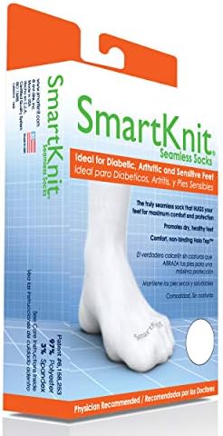 Безшевните чорапи SmartKnit Mini-Crew в опаковка от 3 теми за диабет, артрит или чувствителни стоп (черни, Бели, сиви - Големи)