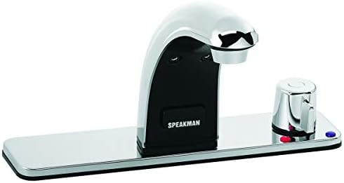 Speakman S-8722-CA-E SensorFlo Класически Смесител за тоалетна с датчик за батерии 8 инча. Трапезен готварска печка и Механичен Миксер над Тезгяха, Полиран Хром