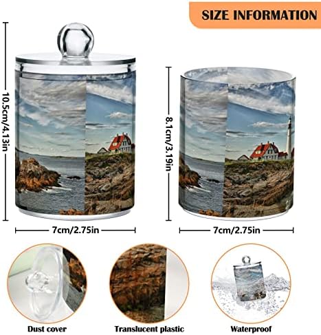 innewgogo Lighthouse 2 Опаковки Памучен Тампон Държач за Топки Органайзер Опаковка Пластмасова Туба за Баня с Капаци на Притежателя