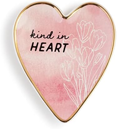 DEMDACO Kind на Цветя-Розов 4 x 3,5 Керамика, Гранитогрес Art Сърце Финансирани Ястие