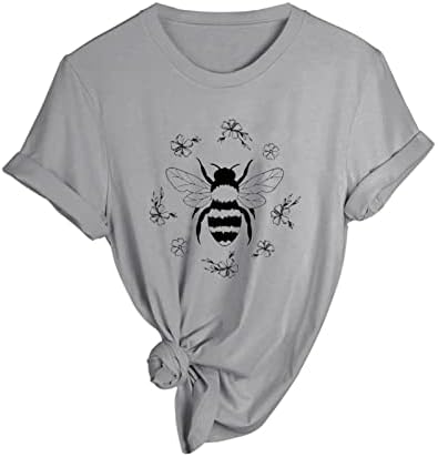 Бързосъхнеща Тениска Дамски Пролет Лято С Принтом Пчели, Тениска с Къс ръкав и Кръгло деколте, Топ от Ликра С Дълъг Ръкав, Дамски