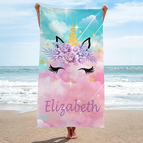 Плажни Кърпи Puercha Unicorn за деца, Персонални Плажни Кърпи с Име, Обичай Плажни Кърпи за Момичета И Момчета, бързо съхнещи