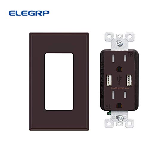 (2 опаковки, блясък-кафяв) Монтиране на зарядно устройство ELEGRP USB, два високоскоростни порта USB 4,0 Ампер