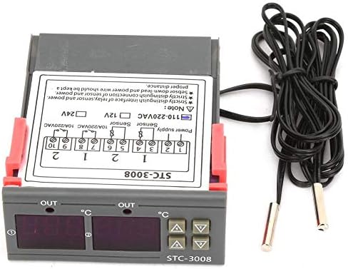 STC-3008 Двоен Дисплей Двоен Сензор сонда НПМ Дигитален Регулатор на температурата на термостата (110-220 В)