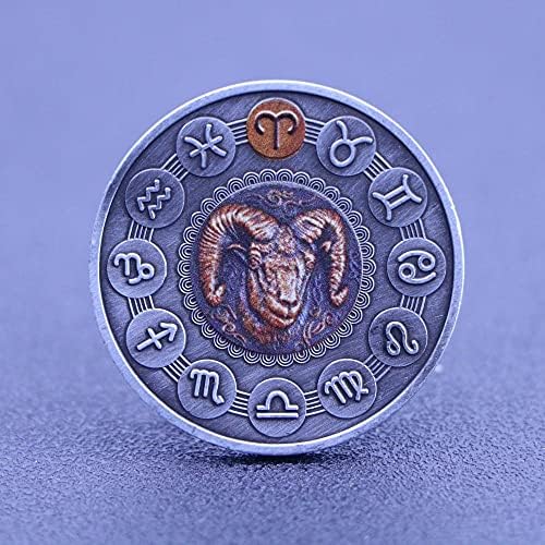 Криптовалюта Любима Монета Възпоменателна Монета Дванадесет Съзвездия Овен Цвят На Слънцето Щастливата Монета Монета