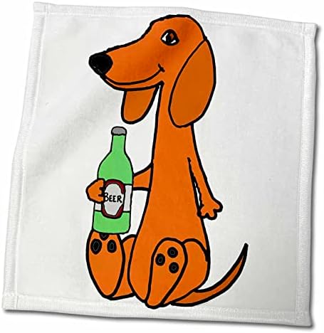3dRose Забавно Сладък Червенокоса Куче-Дакел, Пиенето на Бира От Анимационен филм - Кърпи (twl-275755-3)