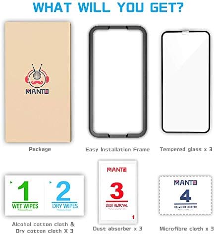 Защитно фолио MANTO Pack 3 за iPhone 11 Pro, iPhone Xs, iPhone X 5,8 инча С пълно покритие от Закалено Стъкло За