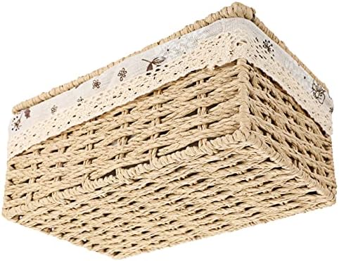 Тканая Правоъгълен Капак кутии за Салфетки Sumnacon - Декоративна Кутия за Кърпички от естествена Хартия Въжета, Ретро Държач