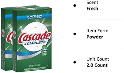 Универсално средство за миене на съдове Cascade Complete Powder All-in-1 - 75 мл - Прясно - 2 бр.