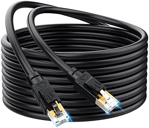 Ethernet кабел Hisetec Cat 8 100 метра Сверхпрочный 26AWG, Чиста Мед, Външен Ethernet Кабел 100 метра, интернет-кабел