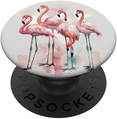Акварельно-Розово Модел Фламинго Птица, Животно PopSockets С Възможност За Смяна На PopGrip