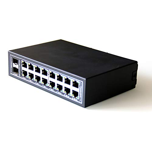 WIWAV WDH-16GT2GF-DC 10/100/1000 Mbps Unmanaged 18-портов Gigabit промишлени Ethernet комутатори с DIN-релса/монтиране