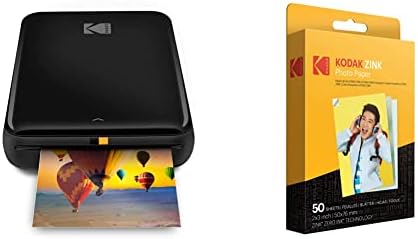 Безжичен цветен фотопринтер Zink Kodak Step 2x3 с лепкава обратна страна за устройства с Bluetooth или NFC (черен)