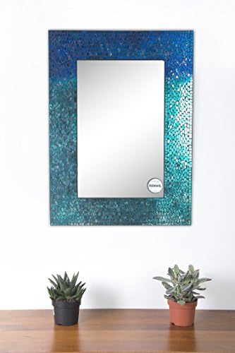 Стенно огледало от мозайката на правоъгълен стъкло с размери 23 на 31 инча от Брентвуда в дизайна Aqua by Night Dove