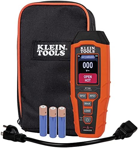 Анализатор на вериги Klein Tools RT390 с голям LCD дисплей, определя кабели повреди, тества GFCI и AFCI, спад в напрежението,