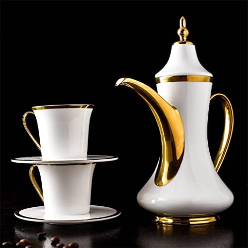 GRETD Европейски Стил с Ръчно изработени Златна Линия кана за Кафе и Чашата за Кафе С Блюдцем Комплект Лъжици Керамична Чаша