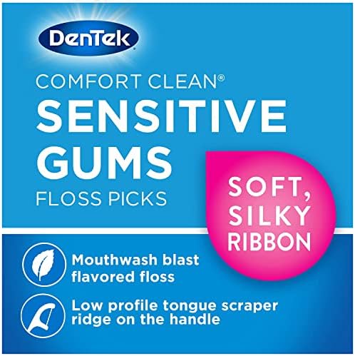Клечки за зъби DenTek Clean Comfort за чувствителни зъби, мека и копринена лента, по 90 грама всяка (опаковка от 2 броя)