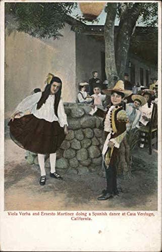 Виола Ворха и Ернесто Мартинес танцуват испански танц в Casa Verdugo КАЛИФОРНИЯ Оригиналната Антични картичка