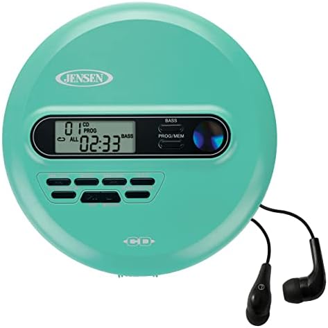 Преносим персонален CD-плейър Jensen CD-65 Синьо-CD/MP3 player + Digital AM/FM-радио + с LCD дисплей Усилване на ниските честоти